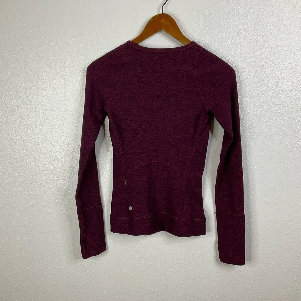 Lululemon Cypress Kiss Long Sleeve Heathered Star Ruby /‎ Black Size 2